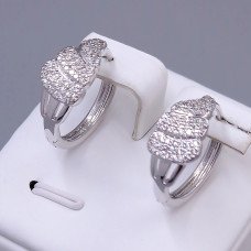 Сережки ХР. Родій. Камені: білий циркон. Діаметр: 19 мм Ширина: 7 мм.