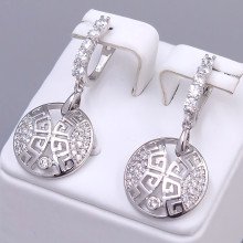 Сережки ХР. Родій. Камені: білий циркон. Довжина: 35 мм. Ширина: 17 мм