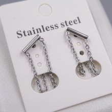 Сережки-гвоздики Stainless Steel. Сталь. Родій. Довжина: 21 мм. Ширина: 10 мм.
