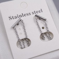 Сережки-гвоздики Stainless Steel. Сталь. Родій. Довжина: 21 мм. Ширина: 10 мм.