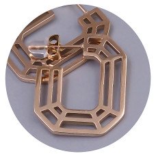 Сережки-гвоздики Stainless Steel. Сталь. Позолота ЧВ. Довжина: 24 мм. Ширина: 19 мм.