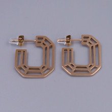 Сережки-гвоздики Stainless Steel. Сталь. Позолота ЧВ. Довжина: 24 мм. Ширина: 19 мм.