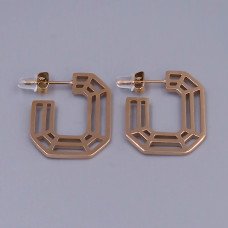Сережки-гвоздики Stainless Steel. Сталь. Позолота ЧВ. Довжина: 24 мм. Ширина: 19 мм.