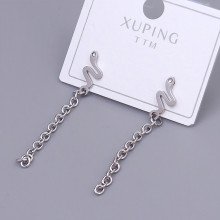 Сережки-гвоздики Stainless Steel. Сталь. Родій. Камені: білий циркон. Довжина: 41 мм. Ширина: 6 мм.