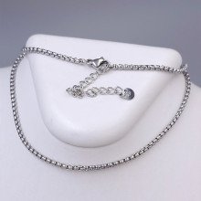 Ланцюжок Stainless Steel. Сталь. Родій. Довжина: 40.5-45.5 см. Ширина: 2 мм.