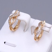 Сережки ХР. Позолота 18К. Камені: білий циркон. Довжина: 18 мм. Ширина: 6 мм.