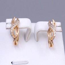 Сережки ХР. Позолота 18К. Камені: білий циркон. Довжина: 18 мм. Ширина: 6 мм.