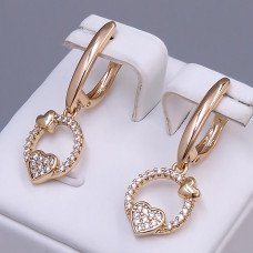 Сережки ХР. Позолота 18К. Камені: білий циркон. Довжина: 33 мм. Ширина: 12 мм.
