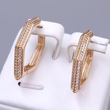 Сережки ХР. Позолота 18К. Камені: білий циркон. Довжина: 29 мм. Ширина: 4 мм.