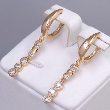 Сережки ХР. Позолота 18К. Камені: білий циркон. Довжина: 42 мм. Ширина: 4 мм.