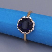 Каблучка XР. Позолота 18К. Камені: темно-синій та білий циркон. Є: 16р 17р 19р 20р