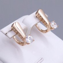 Сережки ХР. Позолота 18К. Камені: білий циркон. Довжина: 17 мм. Ширина: 5 мм.