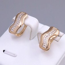 Сережки ХР. Позолота 18К. Камені: білий циркон. Довжина: 17 мм. Ширина: 8 мм.