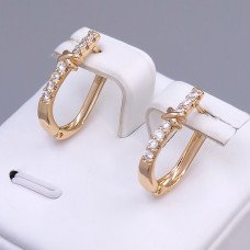 Сережки ХР. Позолота 18К. Камені: білий циркон. Довжина: 20 мм. Ширина: 4 мм.
