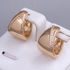 Сережки ХР. Позолота 18К. Камені: білий циркон. Довжина: 18 мм. Ширина: 11 мм.