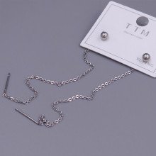 Сережки-протяжки Stainless Steel. Сталь. Родій. Довжина: 113 мм. Ширина: 4 мм.
