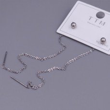 Сережки-протяжки Stainless Steel. Сталь. Родій. Довжина: 113 мм. Ширина: 4 мм.
