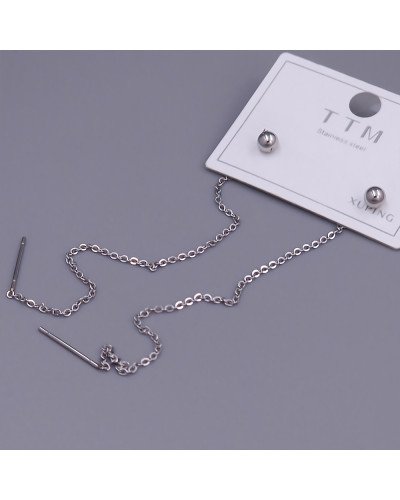 Сережки-протяжки Stainless Steel. Сталь. Родій. Довжина: 113 мм. Ширина: 4 мм.