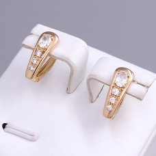 Сережки ХР. Позолота 18К. Камені: білий циркон. Довжина: 16 мм. Ширина: 5 мм.