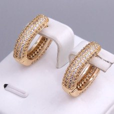 Сережки ХР. Позолота 18К. Камені: білий циркон. Довжина: 18 мм. Ширина: 5 мм.