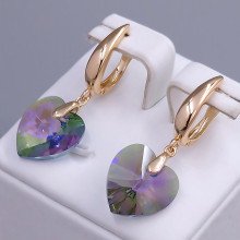 Сережки XР. Позолота 18К. Камені: Swarovski фіолетово-сірий хамелеон. Довжина: 36 мм. Ширина: 14 мм