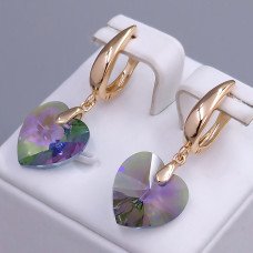 Сережки XР. Позолота 18К. Камені: Swarovski фіолетово-сірий хамелеон. Довжина: 36 мм. Ширина: 14 мм