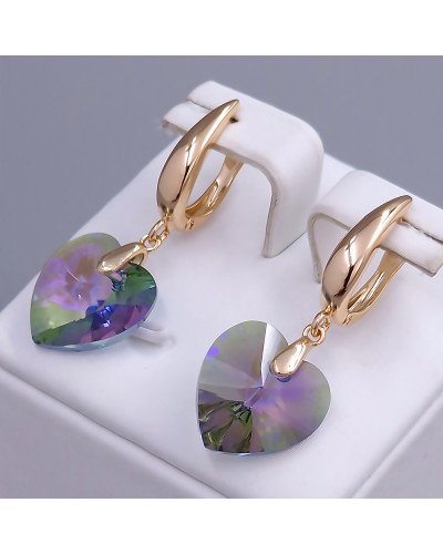 Сережки XР. Позолота 18К. Камені: Swarovski фіолетово-сірий хамелеон. Довжина: 36 мм. Ширина: 14 мм