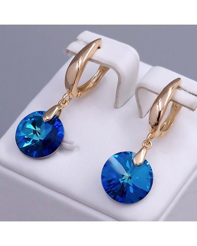 Сережки XР. Позолота 18К. Камені: Swarovski синього кольору. Довжина: 36 мм. Ширина: 12 мм