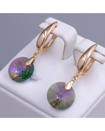 Сережки XР. Позолота 18К. Камені: Swarovski хамелеон. Довжина: 36 мм. Ширина: 12 мм