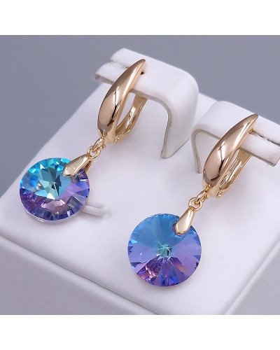 Сережки XР. Позолота 18К. Камені: Swarovski ніжно-синій хамелеон. Довжина: 36 мм. Ширина: 12 мм