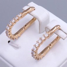 Сережки ХР. Позолота 18К. Камені: білий циркон. Довжина: 25 мм. Ширина: 3 мм.