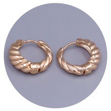 Сережки ХР. Позолота 18К. Діаметр: 19 мм. Ширина: 6 мм.