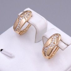 Сережки ХР. Позолота 18К. Камені: білий циркон. Довжина: 16 мм. Ширина: 6 мм.