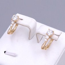 Сережки ХР. Позолота 18К. Камені: білий циркон. Довжина: 16 мм. Ширина: 4 мм.