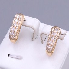 Сережки ХР. Позолота 18К. Камені: білий циркон. Довжина: 20 мм. Ширина: 7 мм.