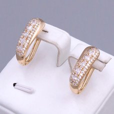 Сережки ХР. Позолота 18К. Камені: білий циркон. Довжина: 20 мм. Ширина: 7 мм.