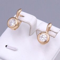Сережки ХР. Позолота 18К. Камені: білий циркон. Довжина: 17 мм. Ширина: 9 мм.