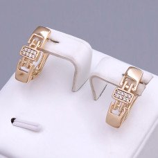 Сережки ХР. Позолота 18К. Камені: білий циркон. Довжина: 17 мм. Ширина: 6 мм.