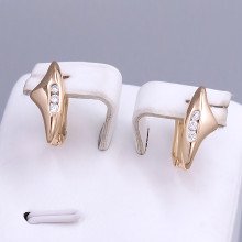 Сережки ХР. Позолота 18К. Камені: білий циркон. Довжина: 17 мм. Ширина: 6 мм.