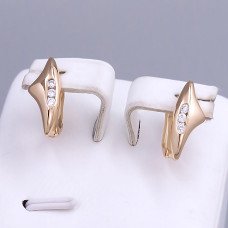 Сережки ХР. Позолота 18К. Камені: білий циркон. Довжина: 17 мм. Ширина: 6 мм.