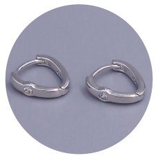 Сережки ХР. Родій. Камені: білий циркон. Довжина: 12 мм. Ширина: 3 мм.