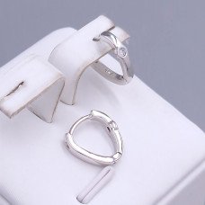 Сережки ХР. Родій. Камені: білий циркон. Довжина: 12 мм. Ширина: 3 мм.