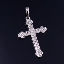 Хрестик XР. Родій. Камені: білий циркон. Довжина: 36 мм. Ширина: 20 мм.