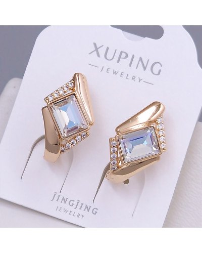 Сережки XР. Позолота 18К. Камені: Swarovski білого кольору та циркон. Довжина: 20 мм. Ширина: 12 мм.