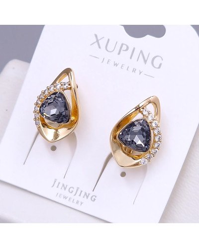 Сережки XР. Позолота 18К. Камені: Swarovski чорного кольору та циркон. Довжина: 17 мм. Ширина: 11 мм.