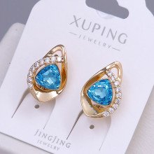 Сережки XР. Позолота 18К. Камені: Swarovski блакитного кольору та циркон. Довжина: 17 мм. Ширина: 11 мм.