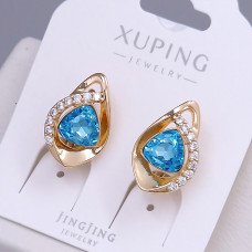 Сережки XР. Позолота 18К. Камені: Swarovski блакитного кольору та циркон. Довжина: 17 мм. Ширина: 11 мм.