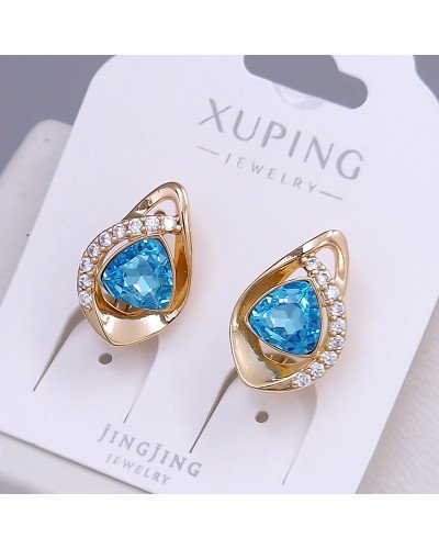 Сережки XР. Позолота 18К. Камені: Swarovski блакитного кольору та циркон. Довжина: 17 мм. Ширина: 11 мм.