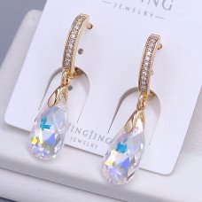 Сережки XР. Позолота 18К. Камені: Swarovski бензинового кольору та циркон. Довжина: 36 мм. Ширина: 9 мм