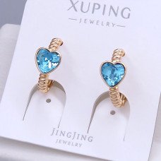 Сережки XР. Позолота 18К. Камені: Swarovski блакитного кольору. Діаметр: 15 мм. Ширина: 6 мм